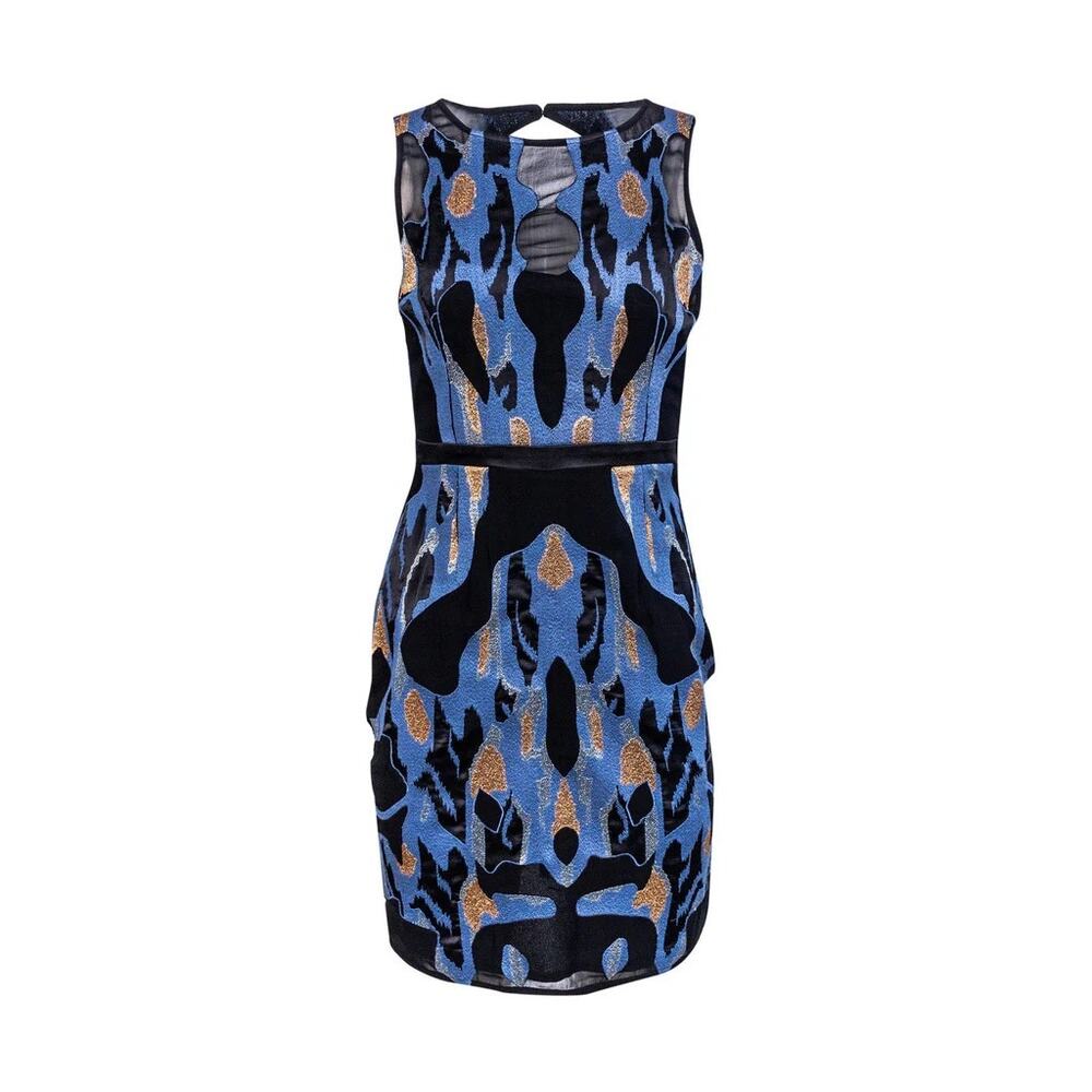 Reiss Zuma Brocade Blue Copper Dress - Picture 10 of 10